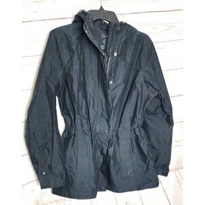 L.L. Bean Women’s Black Hooded Windbreaker Jacket – Stretch Waist, Drawstring